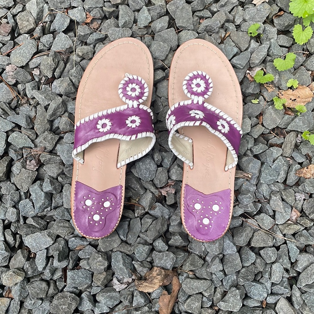 Jack Rogers purple and white leather sandals 9 medium